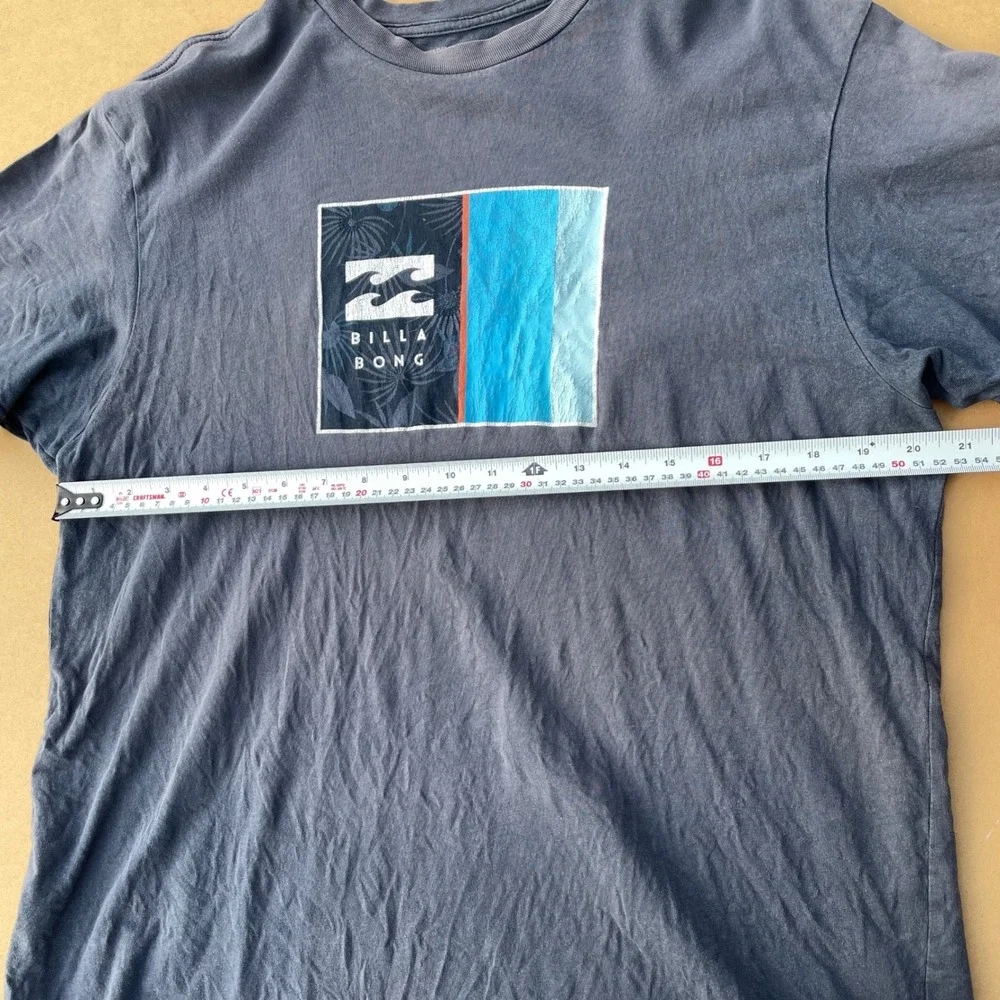 Billabong T-Shirt Mens Large Blue Casual Surf Graphic Core Fit Cotton Tee Light